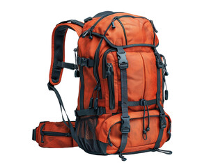 Stylish and durable orange backpack, perfect for outdoor adventures, hiking, and travel, featuring ample storage and comfort.