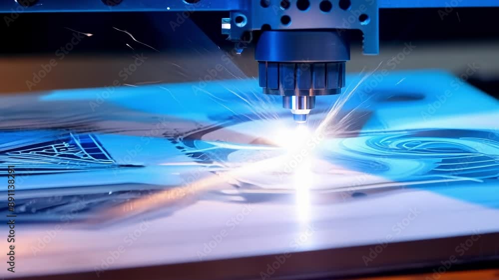 Poster closeup of a laser ter in action creating precise s and intricate designs on a variety of materials.