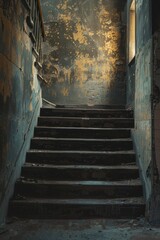 Abandoned Stairway in a Fire Damaged Building
