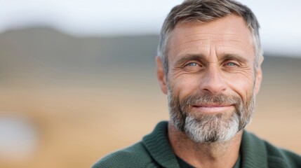 Man wrinkles and fine lines around his eyes.