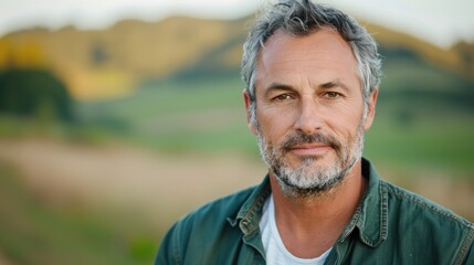 Man wrinkles and fine lines around his eyes.