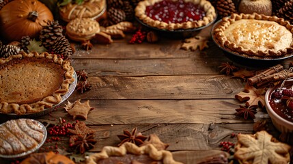 Autumnal Feast with Pies and Decor