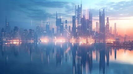 Fototapeta premium city skyline at sunset