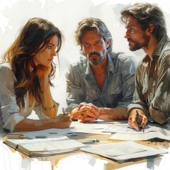 Collaborative Team Meeting in Modern Office Setting.