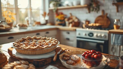 Fototapeta premium Freshly Baked Pie on Kitchen Counter