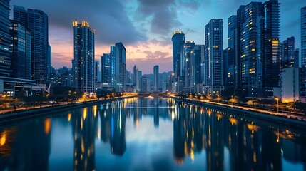 Naklejka premium country skyline at night