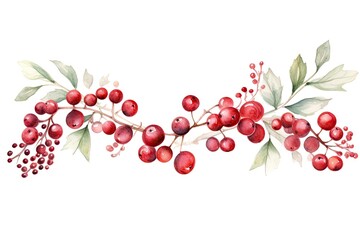 Christmas Decoration cherry plant white background.