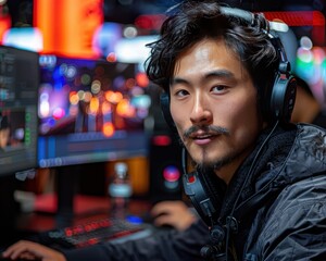Engaging Q&A Session with Streamer | Streamer answering viewer questions attentively in a bright streaming setting with a 90 mm f/4.0 lens