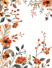 floral background with flowers isolated on white background 