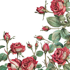 Obraz premium roses frame on white background