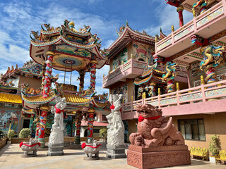 Wihan Thep Sathit Phra Kitti Chaloem or Nacha Sa Thai Chue Shrine is the most famous landmark in Chonburi, Thailand
