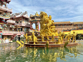 Wihan Thep Sathit Phra Kitti Chaloem or Nacha Sa Thai Chue Shrine is the most famous landmark in Chonburi, Thailand
