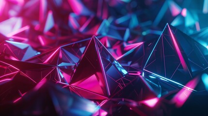 Abstract futuristic communication neon low poly motion background.