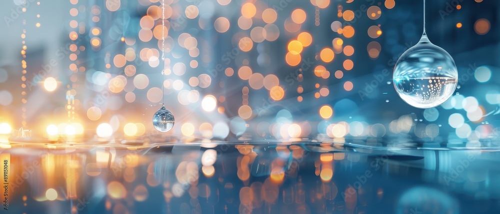 Poster abstract bokeh with suspended droplets