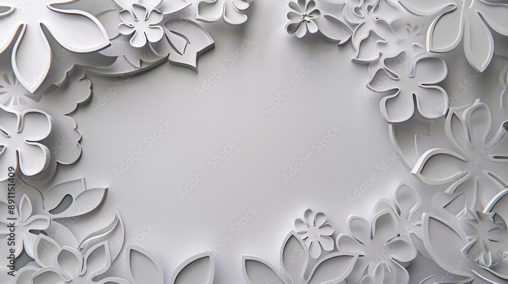 Poster create a frame cut-out design featuring intricate floral patterns around the edges, leaving the cent