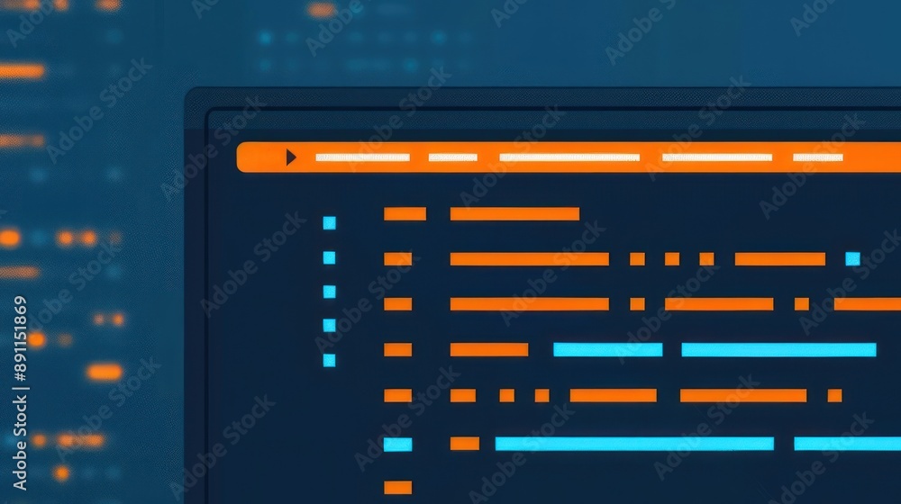 Wall mural tech startup, coding and software development, flat design illustration