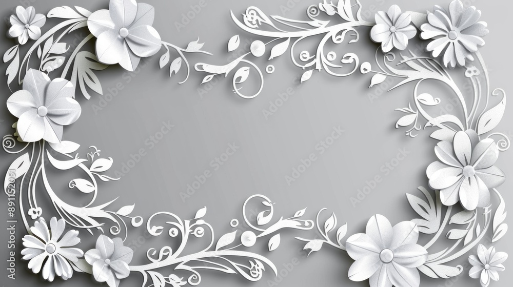 Poster create a frame cut-out design featuring intricate floral patterns around the edges, leaving the cent