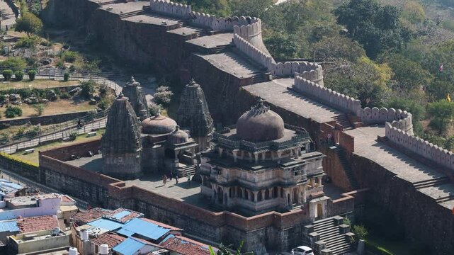 ancient temple unique architecture aerial view at morning