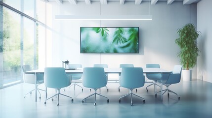 Fototapeta premium A high-resolution photo of a business team having a meeting in a bright, modern conference room, clean and professional.