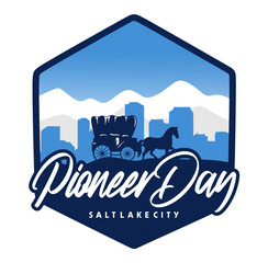 Naklejka premium Happy Pioneer Day in Salt Lake City Utah