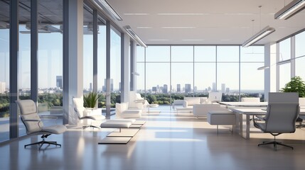 Fototapeta premium A high-resolution photo of a clean and modern office workspace with a laptop and notepad, soft natural light.