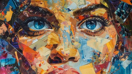 Fototapeta premium Close-Up Portrait with a Collage-Style