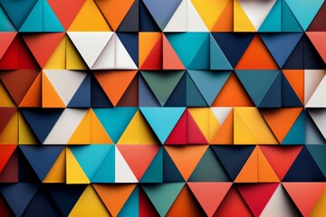 Vibrant geometric pattern with overlapping triangles in bold colors