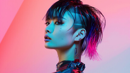 前衛的な女性のヘアモデル写真
