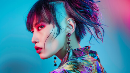 前衛的な女性のヘアモデル写真