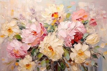 Colorful flowers painting petal plant.
