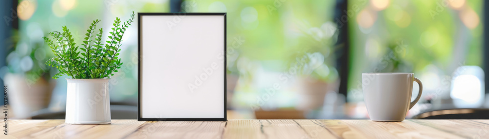 Poster mockup of blank restaurant menu for displaying designs on table