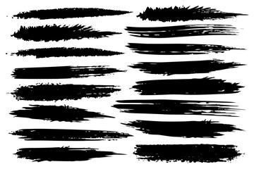 A collection of black paint strokes against a white backdrop