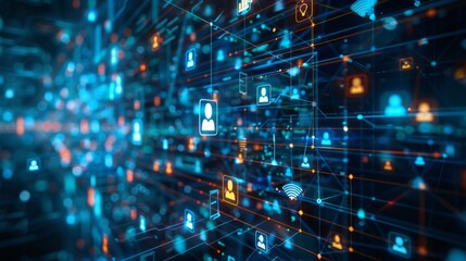 Obraz premium Abstract Digital Network with Interconnected Nodes