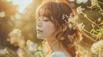 Fototapeta premium ロマンティックな女性のヘアモデル写真