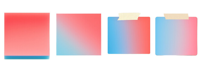 Fototapeta premium Set of colorful gradient sticky notes with tape, ideal for reminders, office tasks, and creative designs. Perfect for digital or print projects.