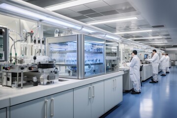 High-tech biotech facility laboratory scientist biotechnology.