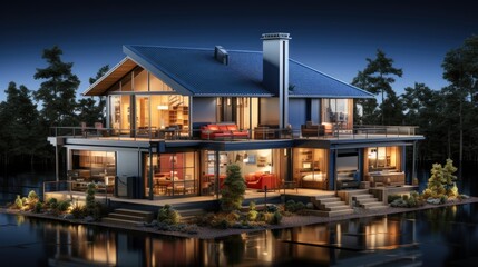 Obraz premium house at night