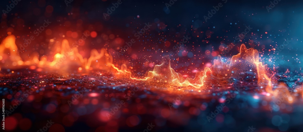 Canvas Prints Abstract Glow of  Red and Blue Particles