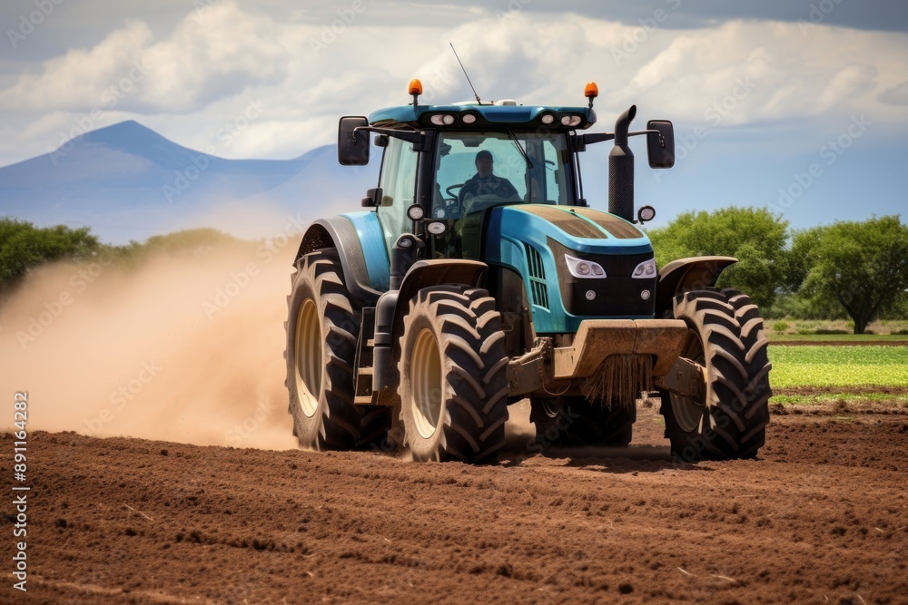 Canvas Prints robust tractor field agriculture outdoors.