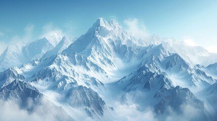 Obraz premium 雪に覆われた山脈
