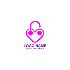 love lock logo design vector