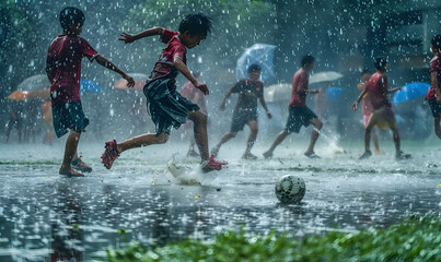 football-themed graphic and photo for advertising