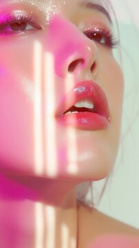 Gentle lips of two women in love.