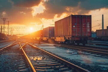 Shipping Container Loaded onto Freight Train