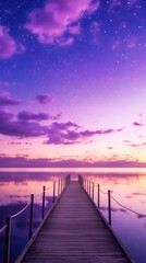 Obraz premium Purple sky and sea outdoors horizon nature.