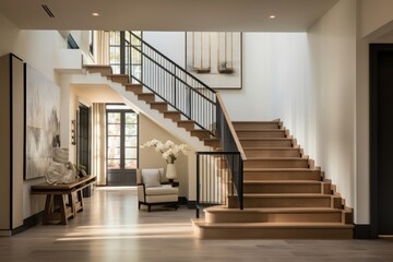 Fototapeta premium Foyer architecture staircase furniture.