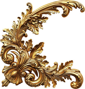 Gold Acanthus isolated on transparent background. PNG	
