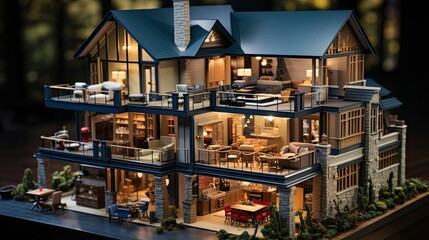 3d cut out plan house where each individual room is functional in itself  