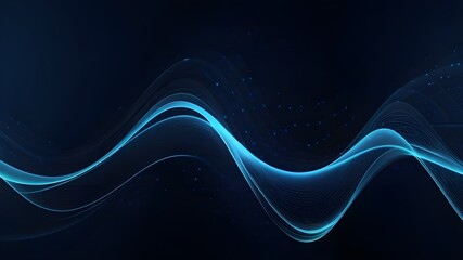 Dark blue abstract background with glowing wave lines. futuristic background Modern concept technology. Vector illustration