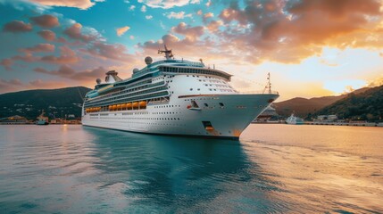 Fototapeta premium cruise ship luxury modern on harbor
